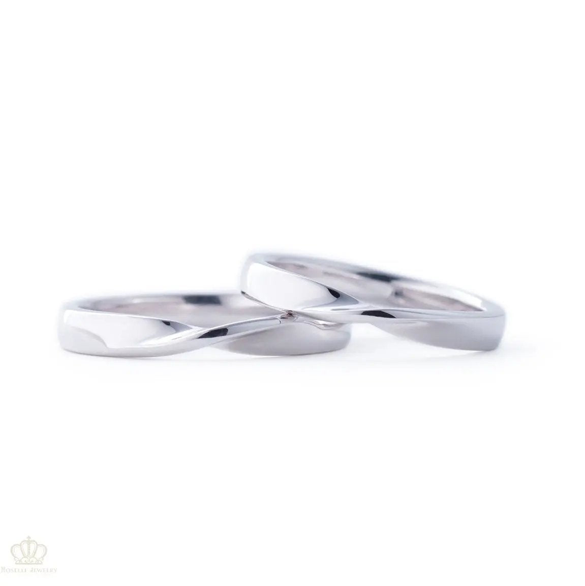 Japanese Style Unique Couple Diamond Wedding Ring Set - WM14 - Roselle Jewelry