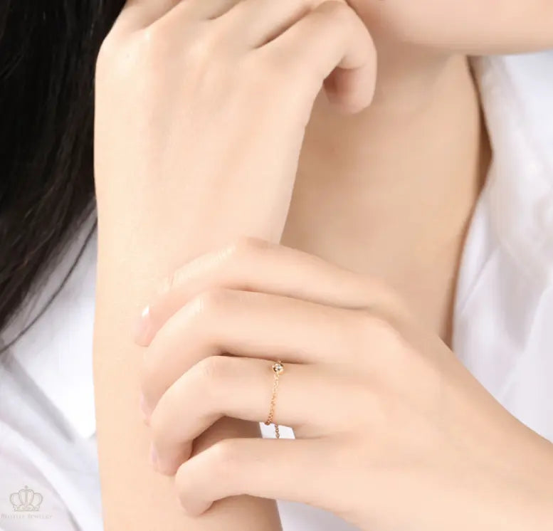 18K Light Luxury Round Smile Chain Rings - LR8 - Roselle Jewelry