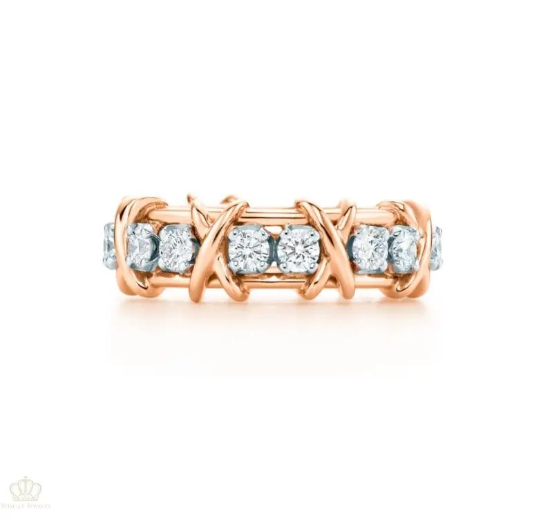 1.14CTW 18K Two Tone Gold Eternity Fashion Diamond Band Ring - FR001 - Roselle Jewelry