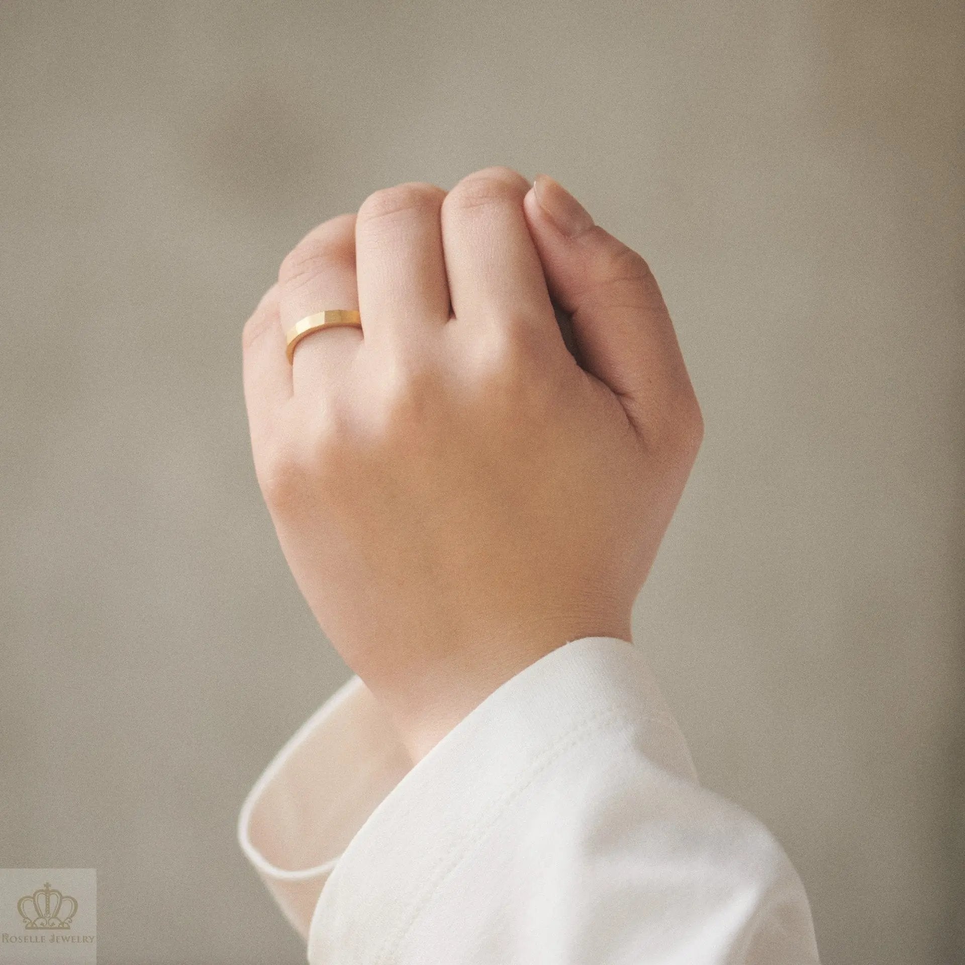 Japanese Style Frosted Unique Couple Diamond Wedding Ring Set - WM25 - Roselle Jewelry