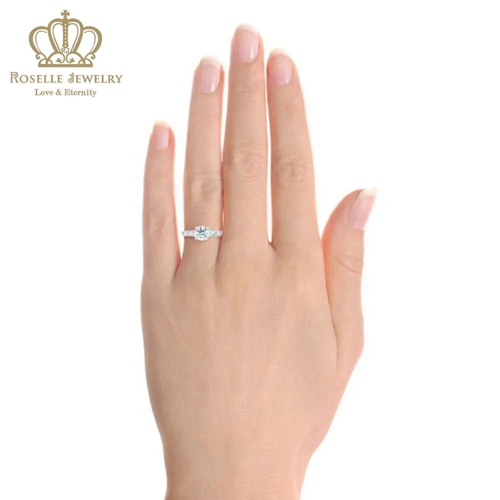 CHARLISA™ Hand Engraved Solitaire Diamond Engagement Ring- EC003 - Roselle Jewelry