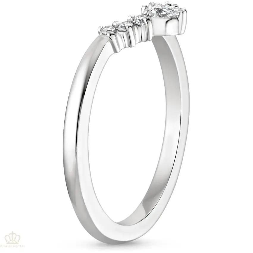 0.10CTW Lunette Diamond V Shape Wedding Band Ring - LR32 - Roselle Jewelry