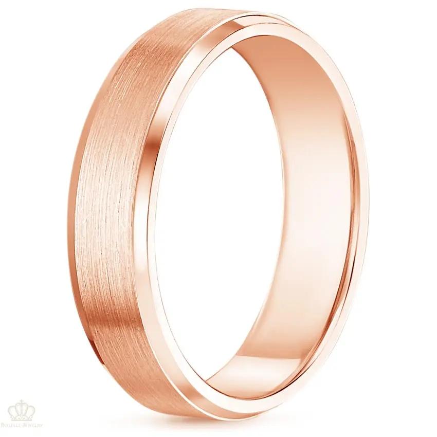 5.5mm Men's Beveled Edge Matte Wedding Ring - NM30 - Roselle Jewelry