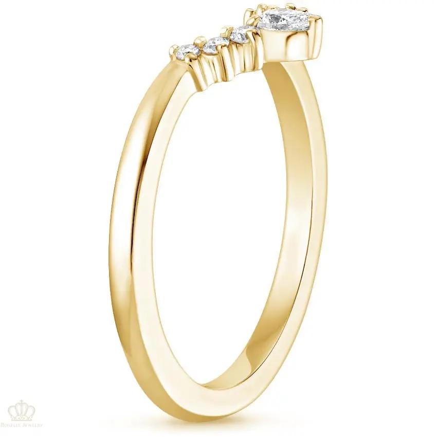 0.10CTW Lunette Diamond V Shape Wedding Band Ring - LR32 - Roselle Jewelry