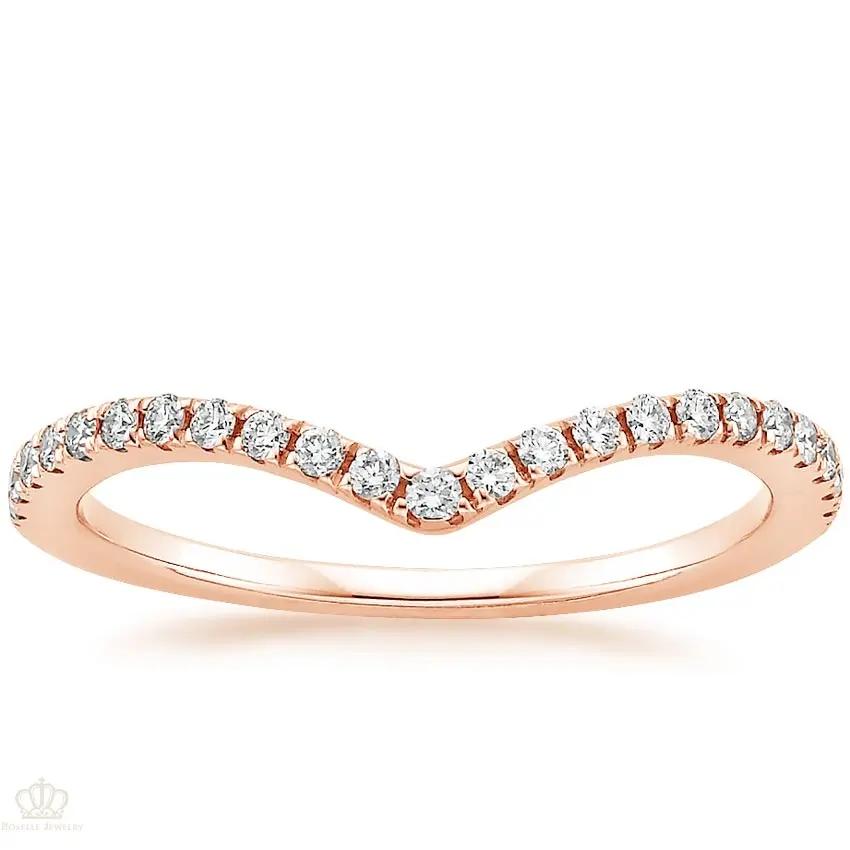 0.17CTW Flair V Shape Wedding Band Ring - LR28 - Roselle Jewelry