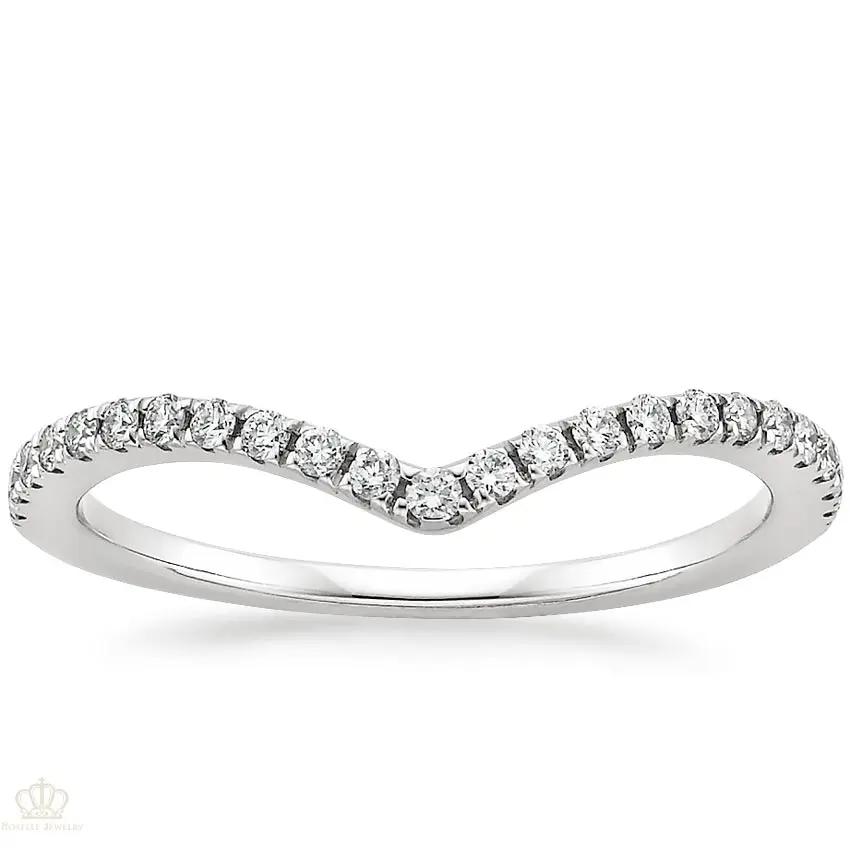 0.17CTW Flair V Shape Wedding Band Ring - LR28 - Roselle Jewelry