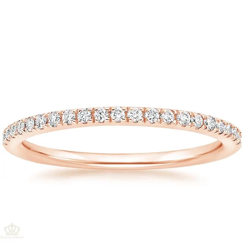 0.16ctw Petite Ballad Pave Half Eternity Diamond Wedding Band Ring - LR23 - Roselle Jewelry