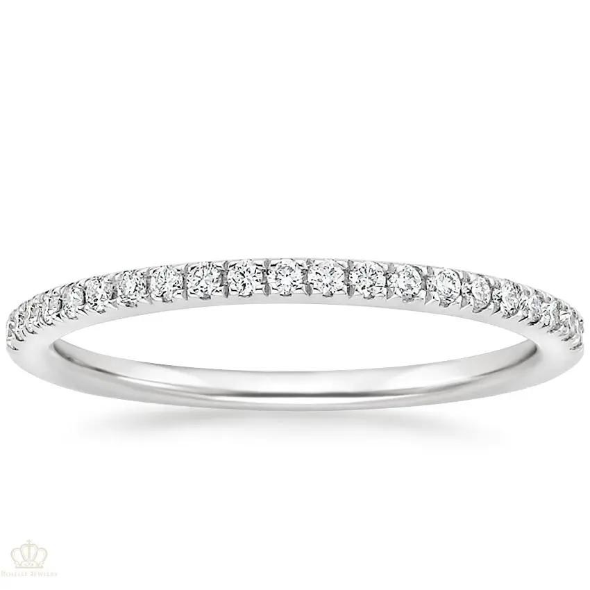 0.16ctw Petite Ballad Pave Half Eternity Diamond Wedding Band Ring - LR23 - Roselle Jewelry