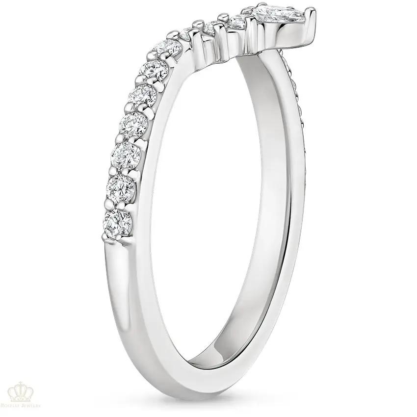 0.29CTW Luxe Lunette Diamond V Shape Wedding Band Ring - LR33 - Roselle Jewelry