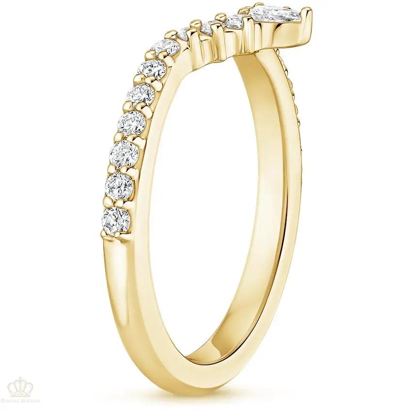 0.29CTW Luxe Lunette Diamond V Shape Wedding Band Ring - LR33 - Roselle Jewelry