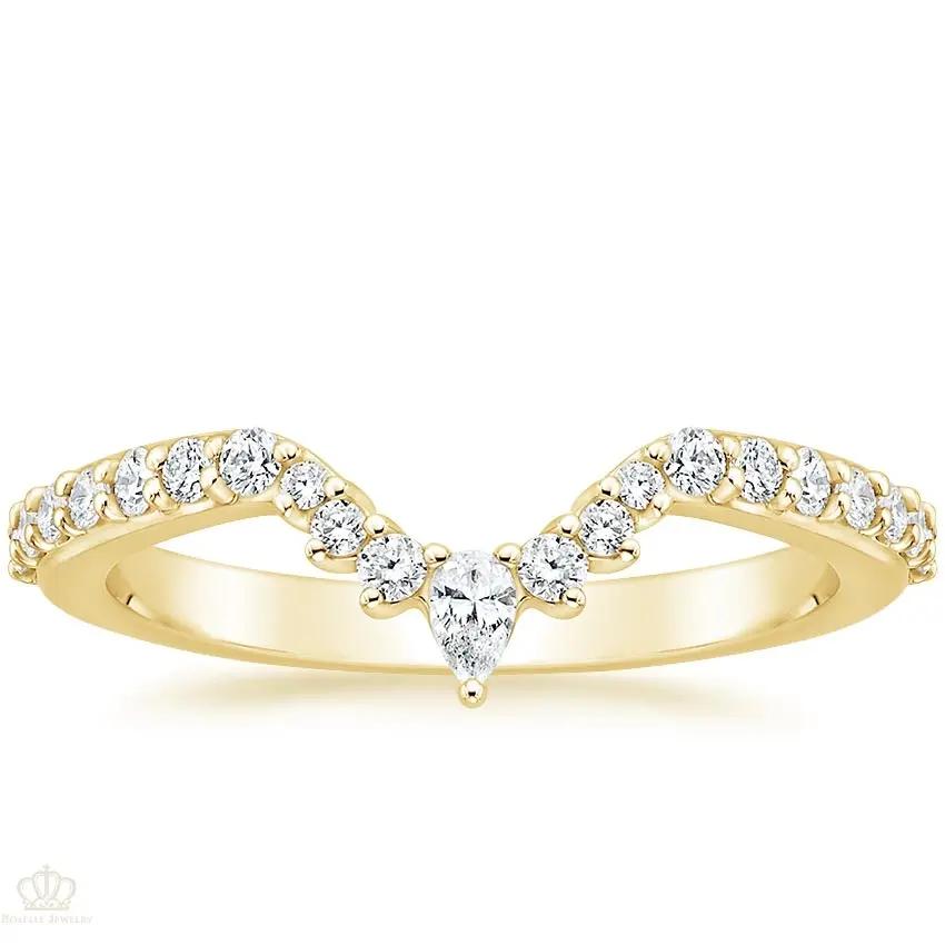 0.29CTW Luxe Lunette Diamond V Shape Wedding Band Ring - LR33 - Roselle Jewelry