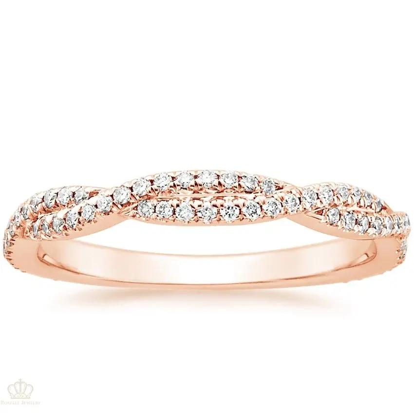 0.26CTW Petite Luxe Twisted Vine Diamond Wedding Band Ring - LR31 - Roselle Jewelry
