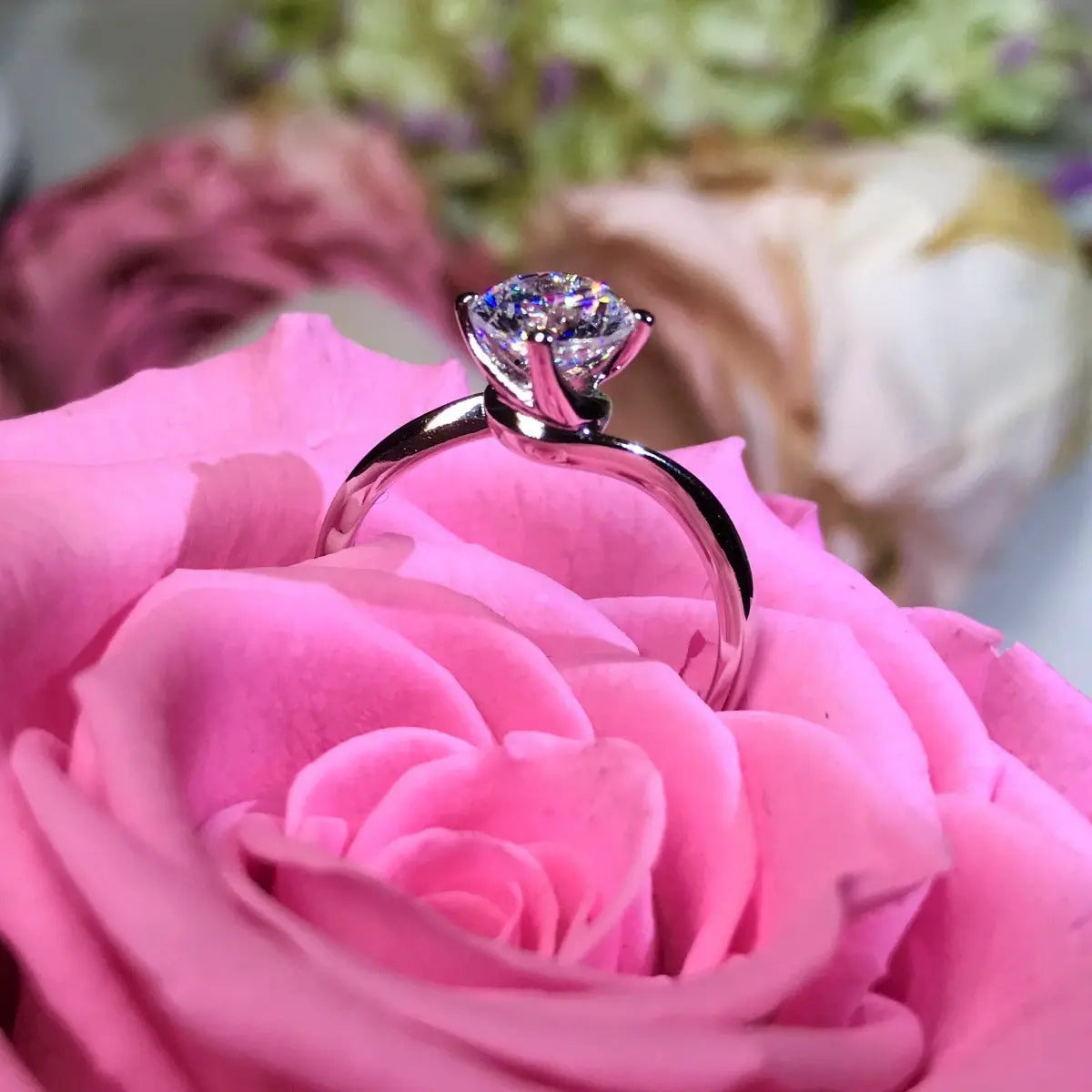 Four Prong Twist Solitaire Engagement Ring - NT11 - Roselle Jewelry