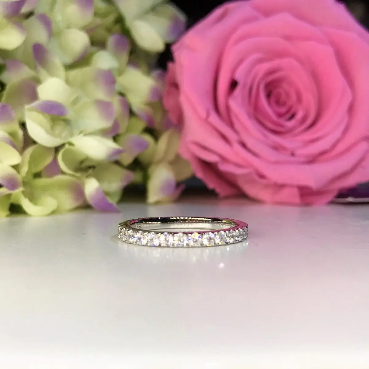 U PAVE ROUNDED WEDDING RING - BA5 - Roselle Jewelry