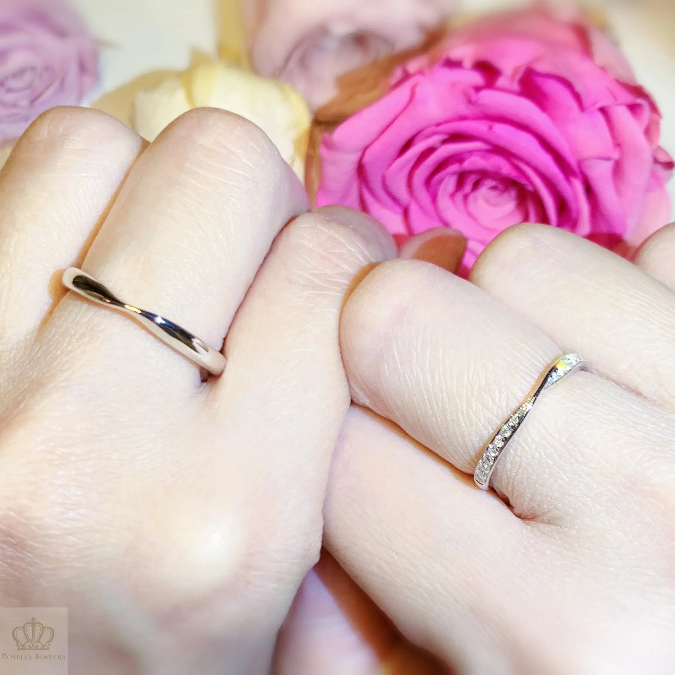 Twist Couple Diamond Wedding Ring Set - WM11 - Roselle Jewelry