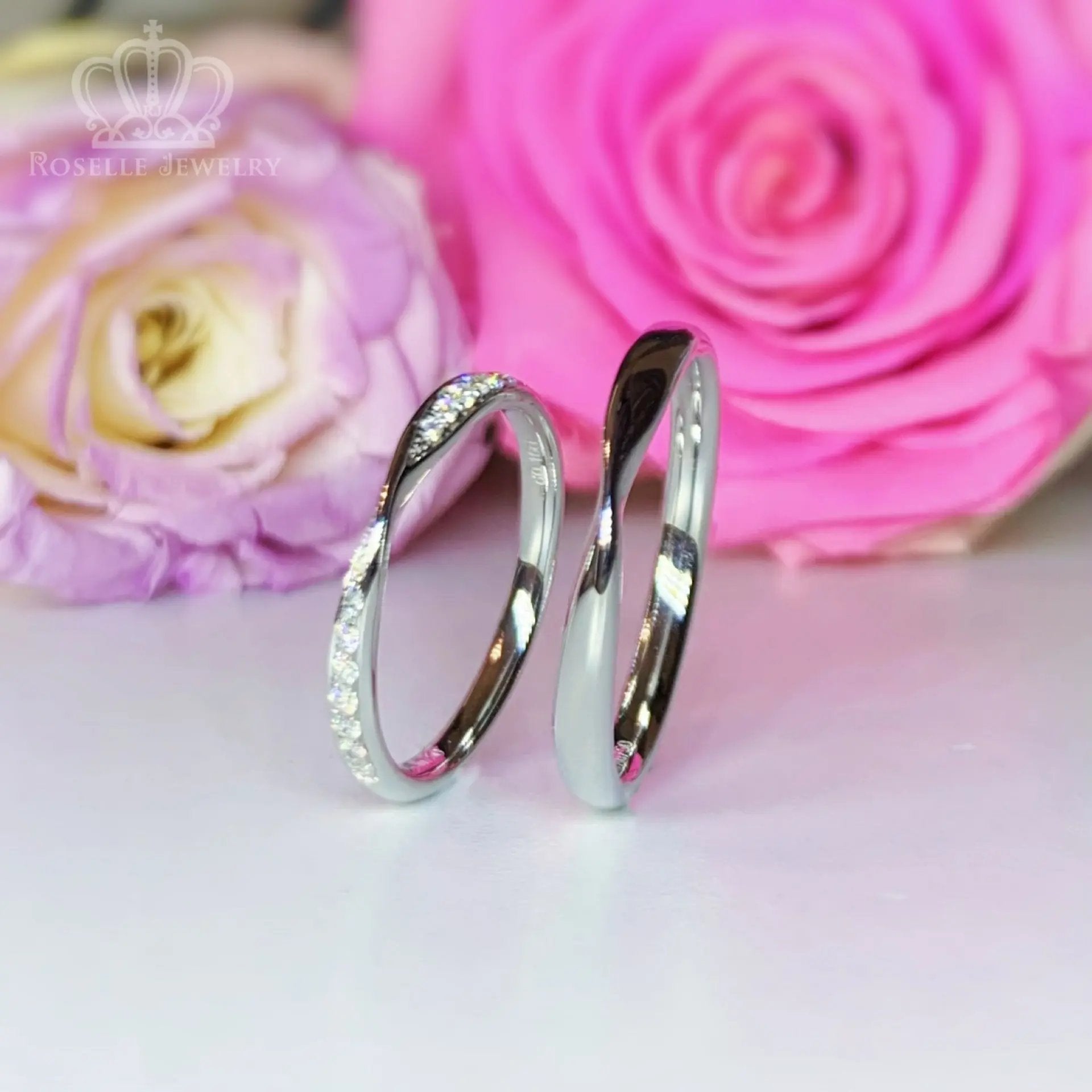 Twist Couple Diamond Wedding Ring Set - WM11 - Roselle Jewelry