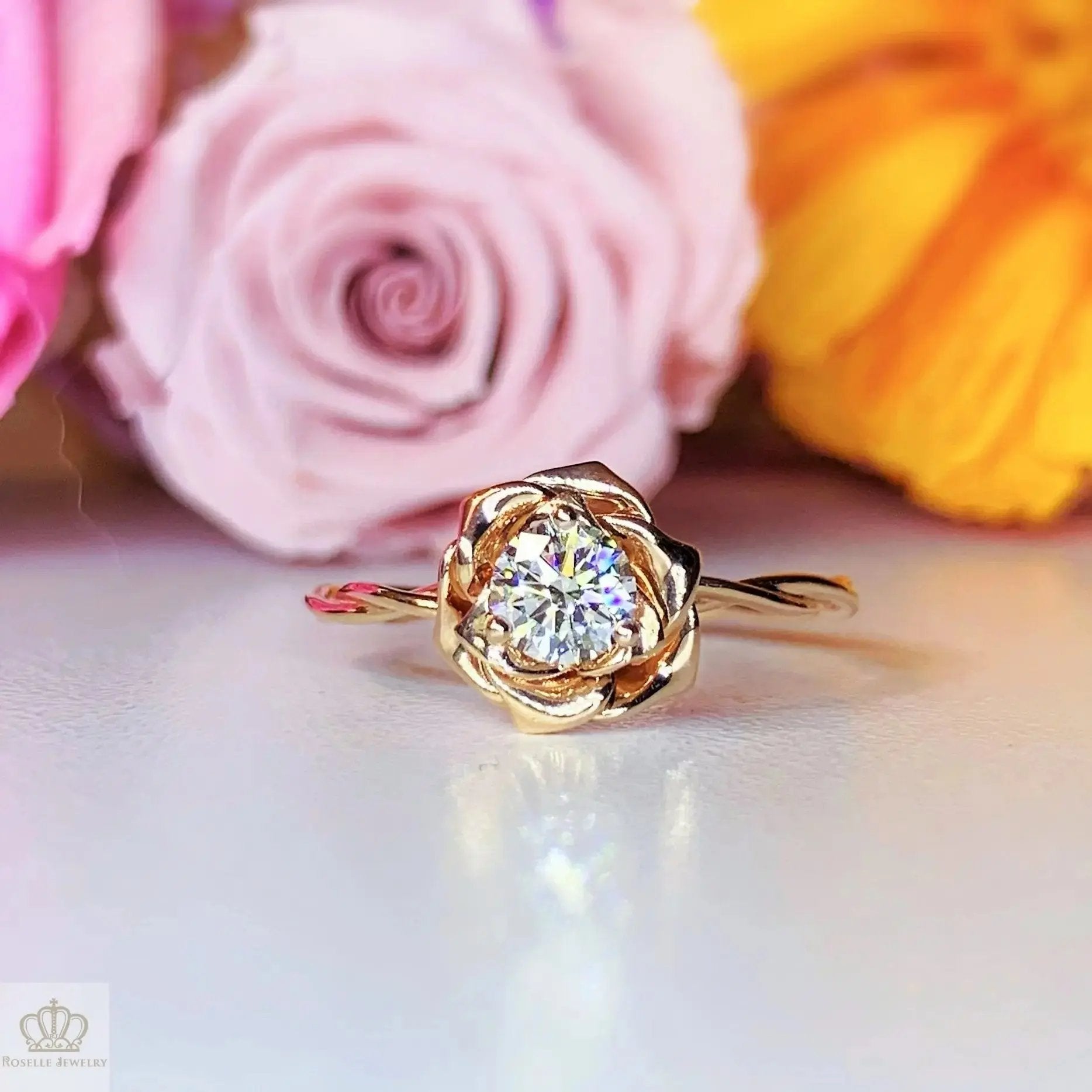 0.30CT Floral Rose Solitaire Engagement Ring - LGR012 - Roselle Jewelry