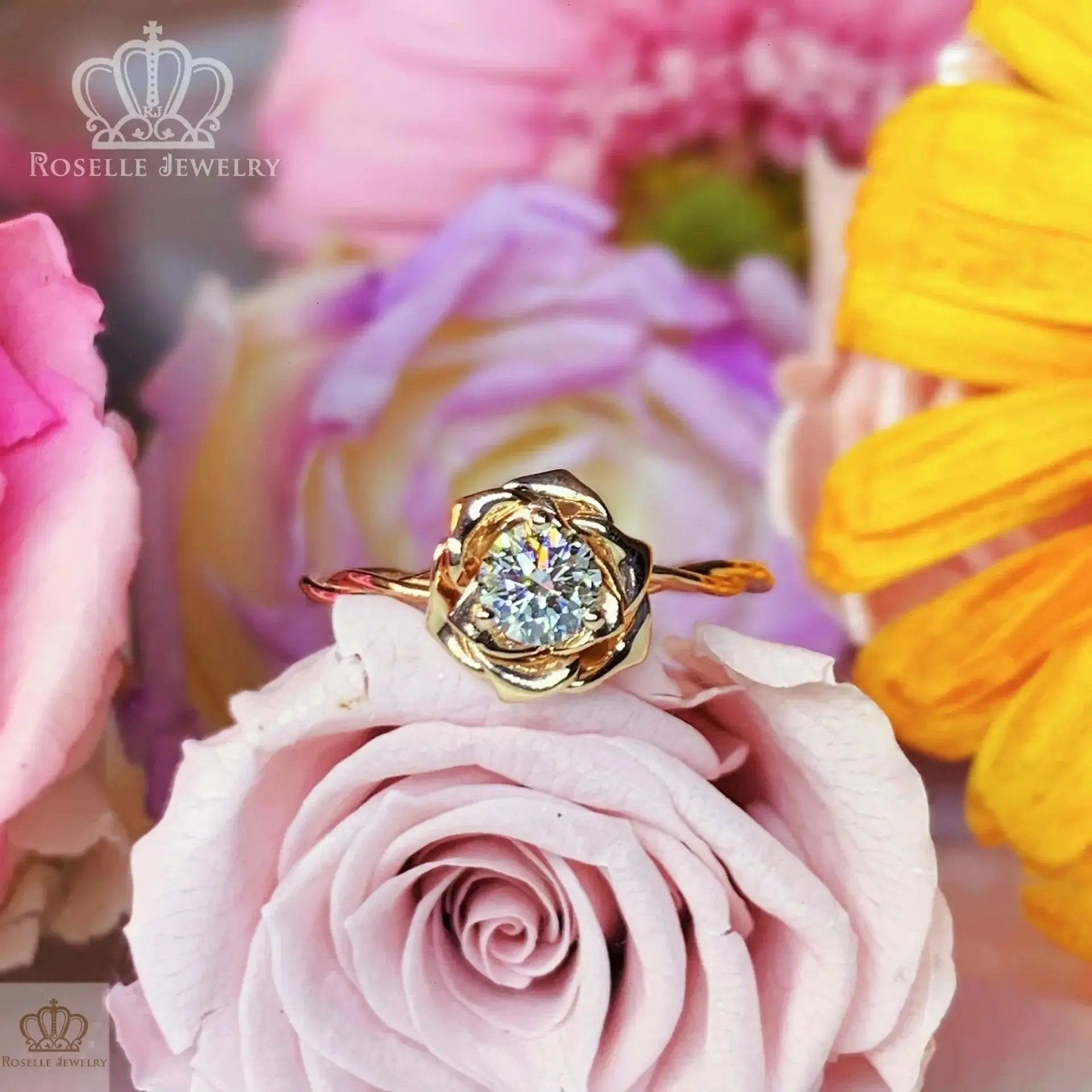 0.30CT Floral Rose Solitaire Engagement Ring - LGR012 - Roselle Jewelry