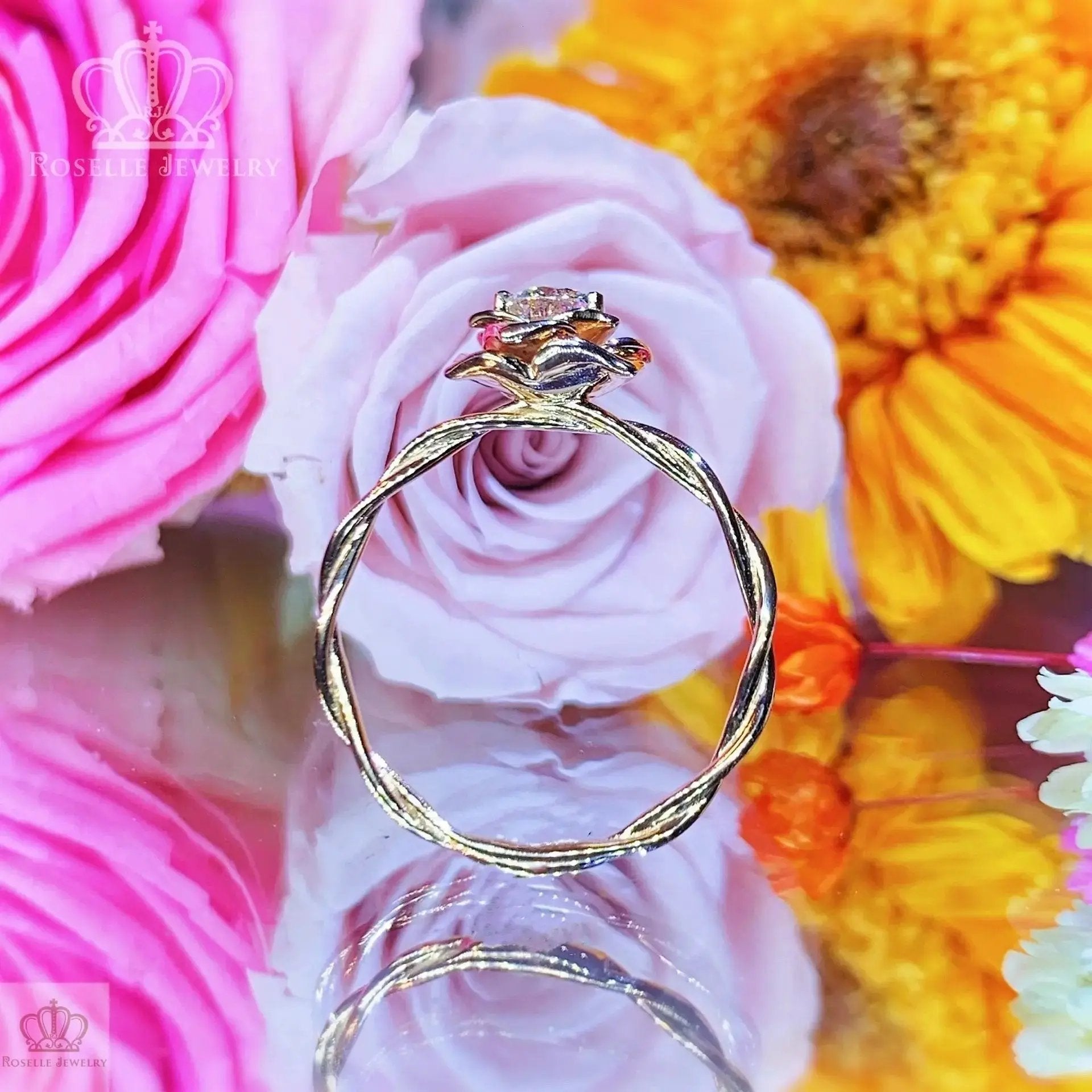 0.30CT Floral Rose Solitaire Engagement Ring - LGR012 - Roselle Jewelry