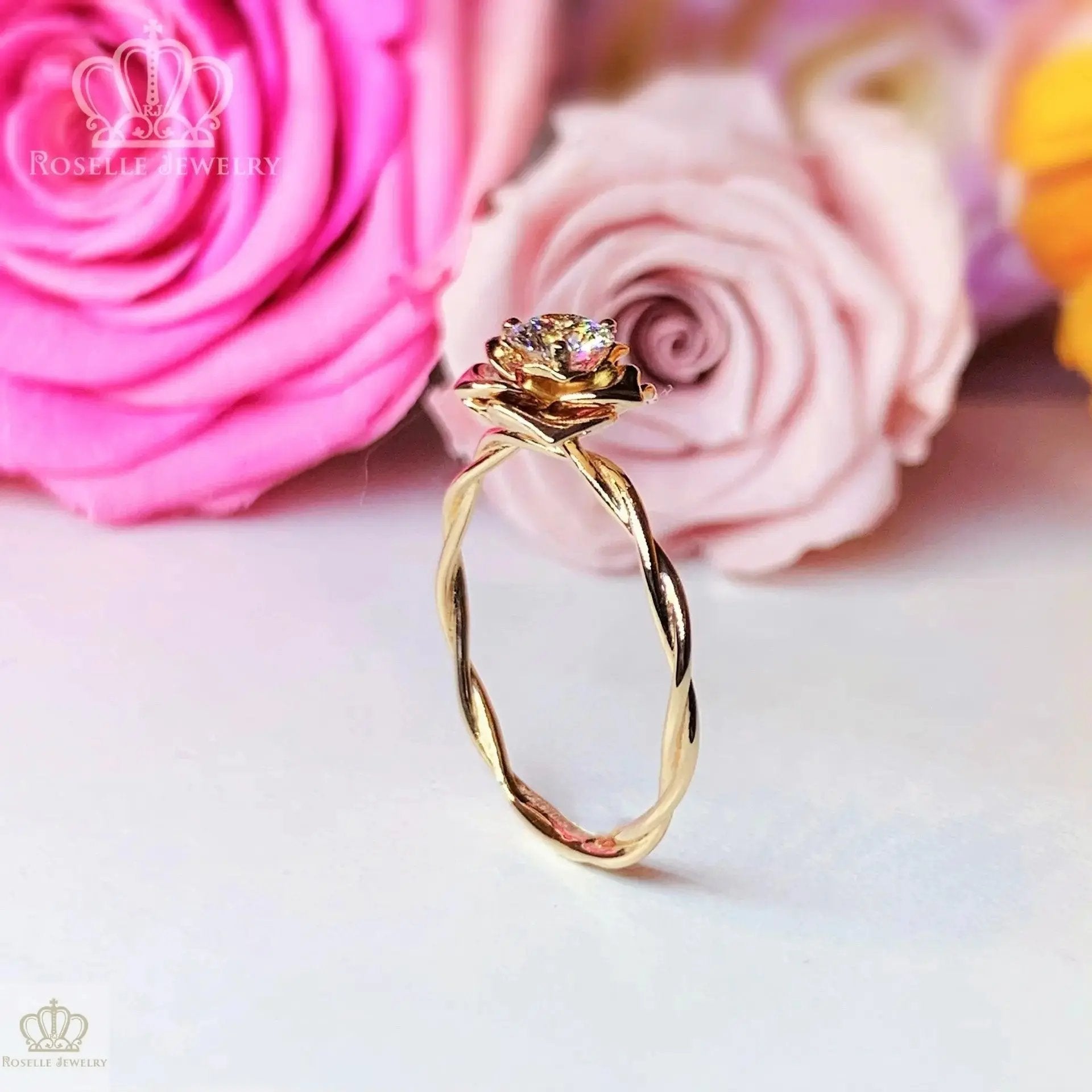 0.30CT Floral Rose Solitaire Engagement Ring - LGR012 - Roselle Jewelry