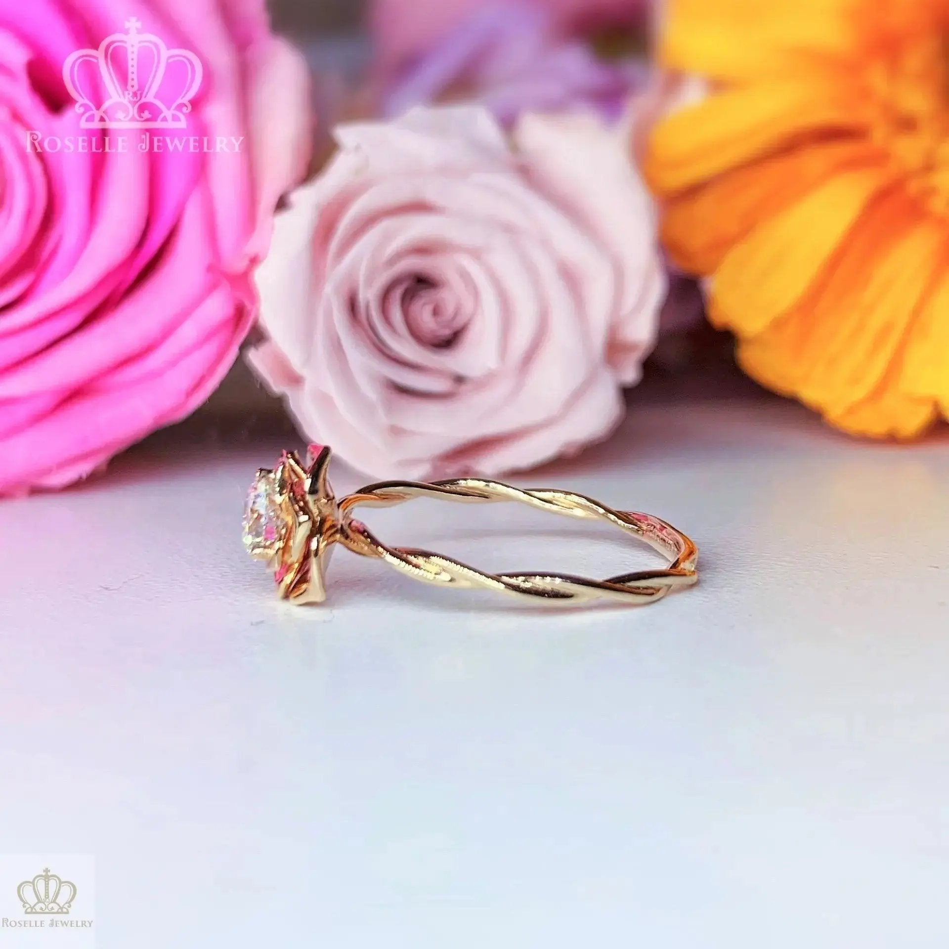 0.30CT Floral Rose Solitaire Engagement Ring - LGR012 - Roselle Jewelry