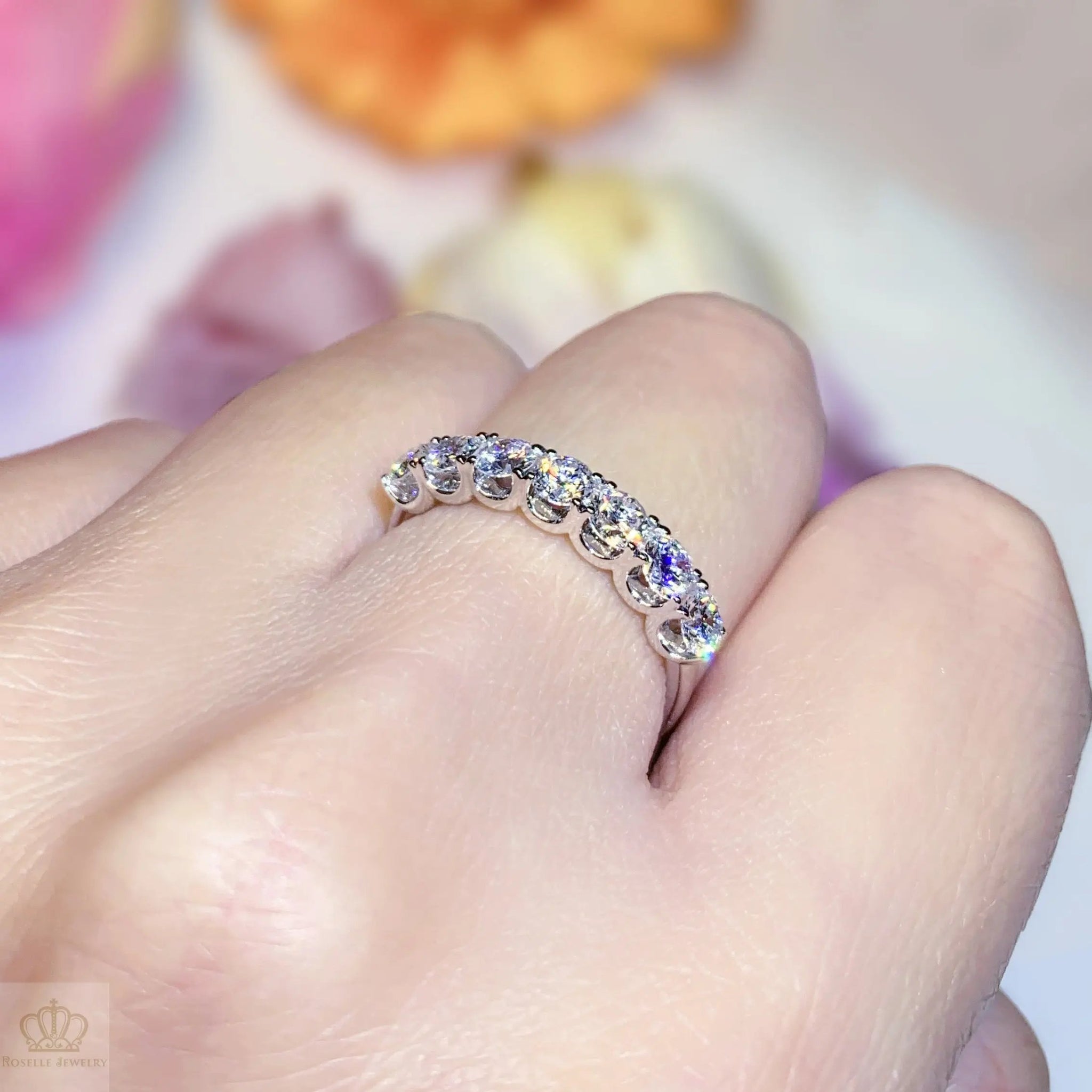 1.00CTW Seven Stone Half Eternity Wedding Ring - LGR017 - Roselle Jewelry