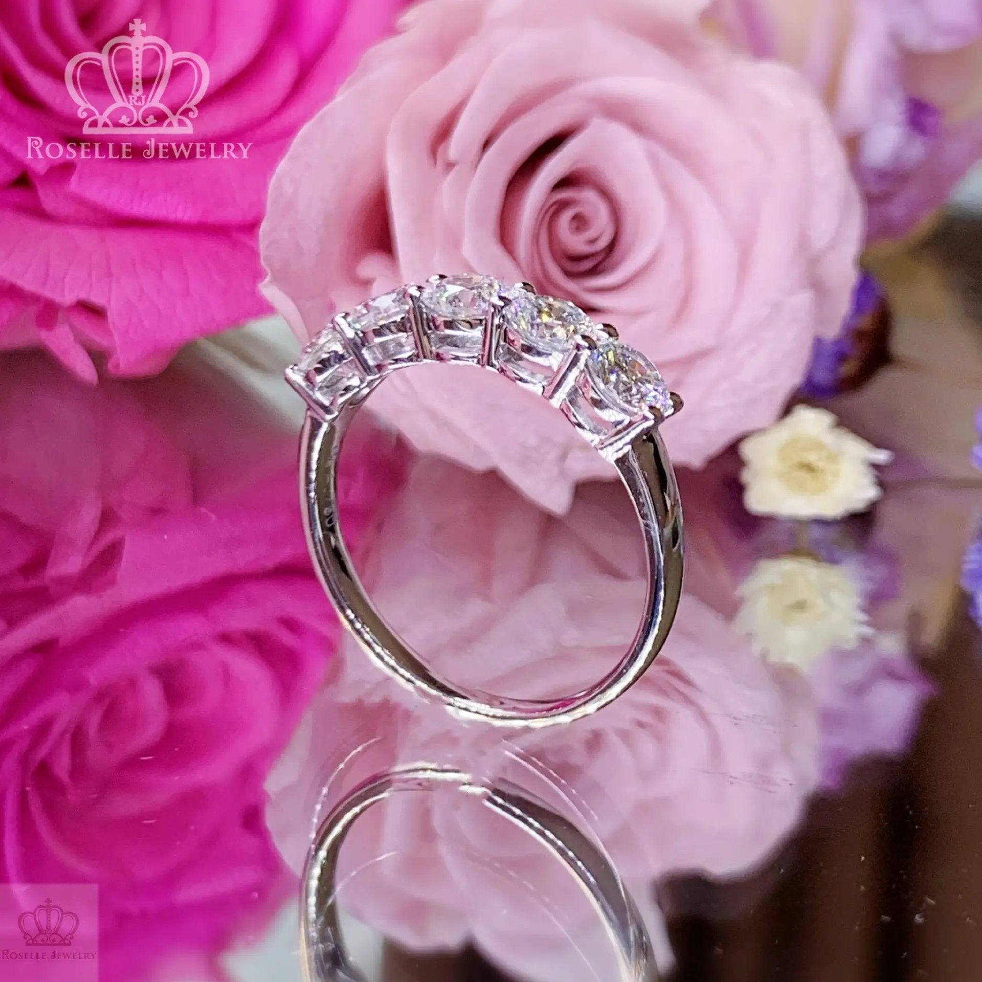 1.25CTW Five Stone Half Eternity Wedding Ring - LGR016 - Roselle Jewelry