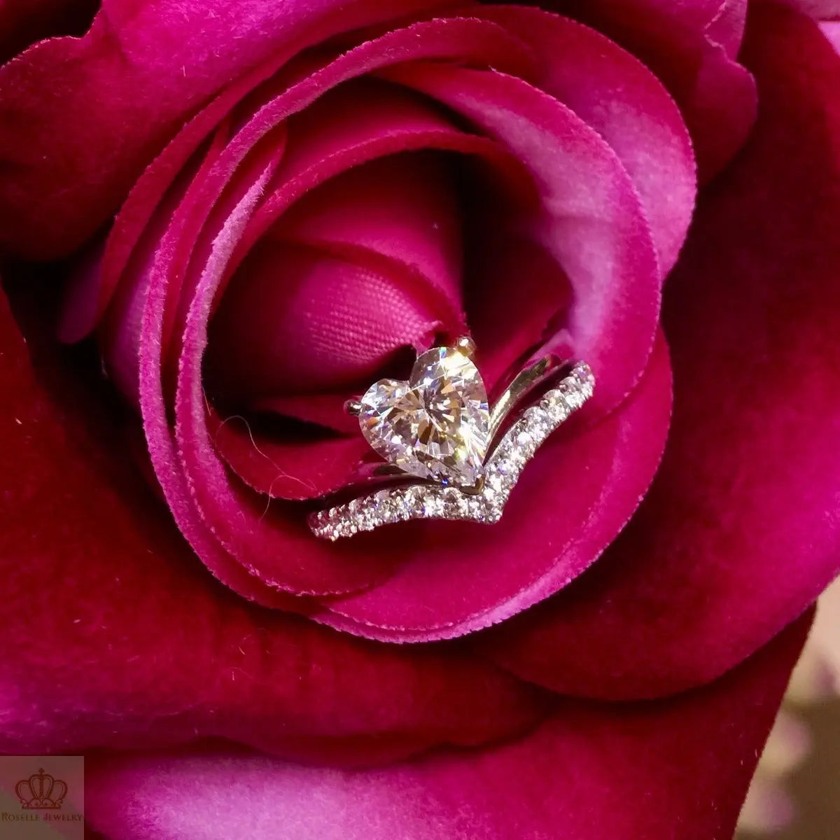 Heart Shape Solitaire Engagement Ring Setting - T7S - Roselle Jewelry