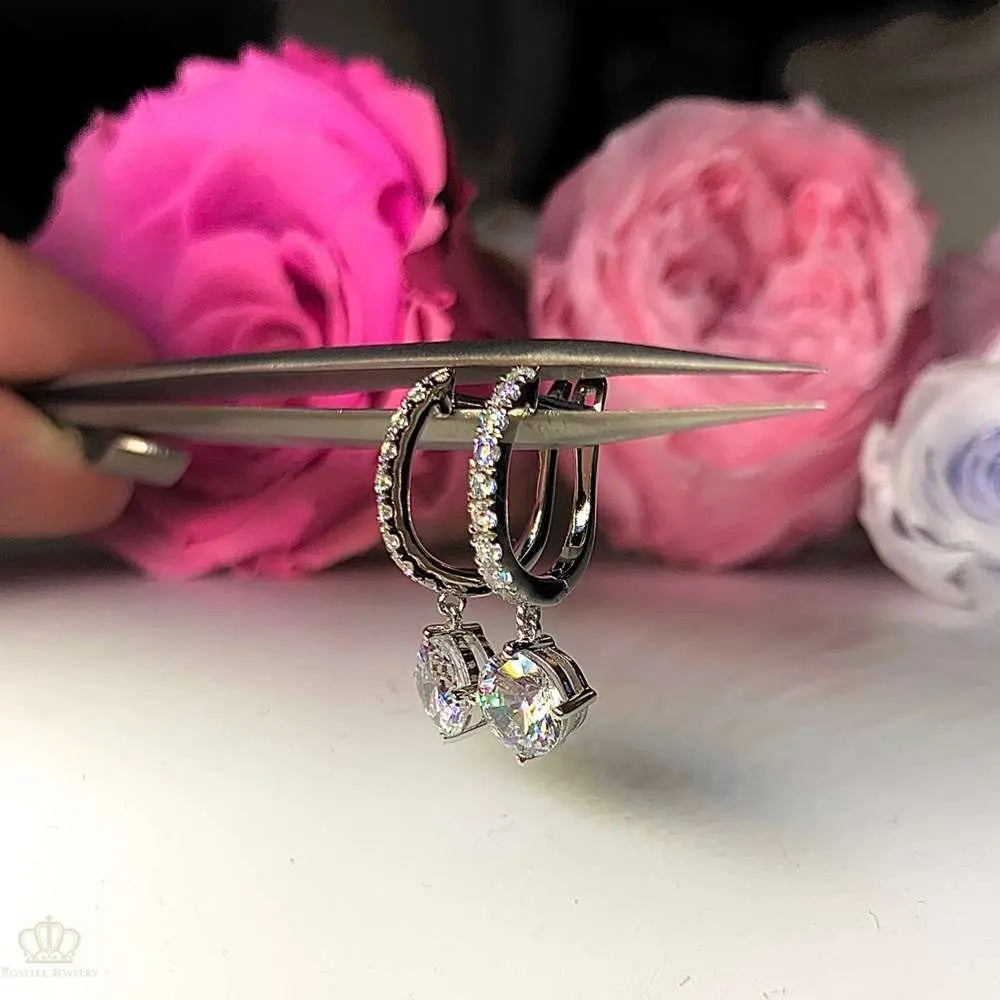 1.00CT Brilliant Cut Drop Earrings - DE15 - Roselle Jewelry