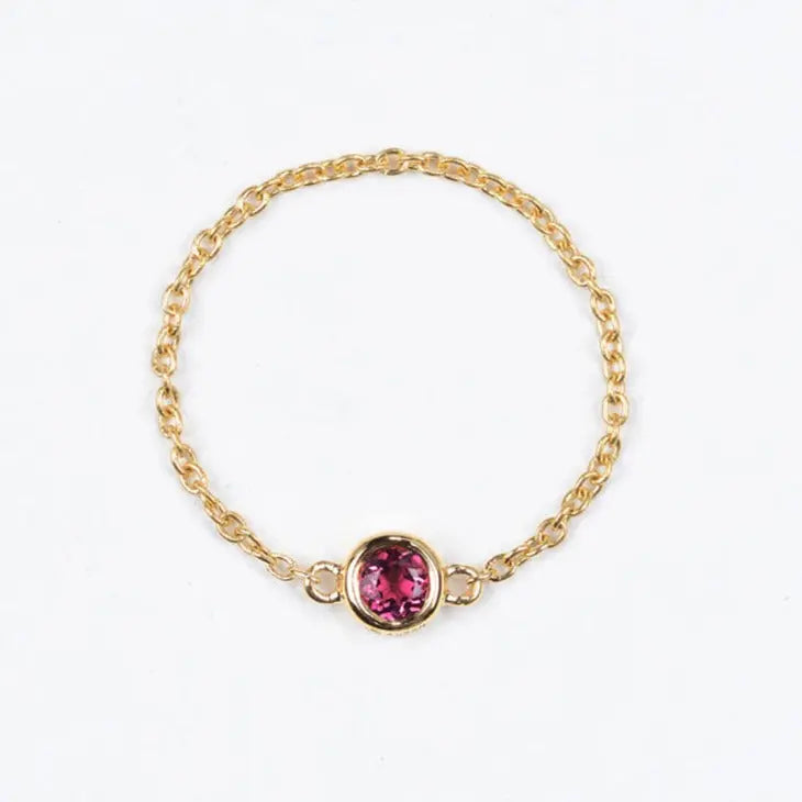 18K Light luxury Birthstone chain Rings - LR6 - Roselle Jewelry