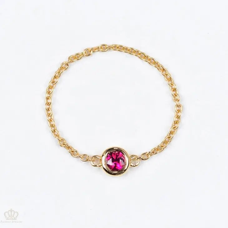 18K Light luxury Birthstone chain Rings - LR6 - Roselle Jewelry