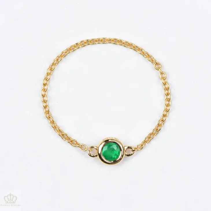 18K Light luxury Birthstone chain Rings - LR6 - Roselle Jewelry