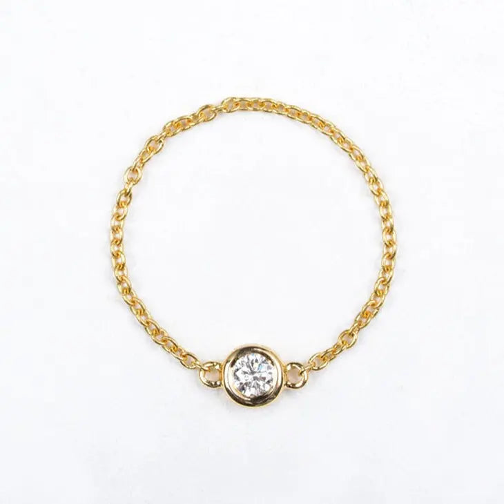 18K Light luxury Birthstone chain Rings - LR6 - Roselle Jewelry