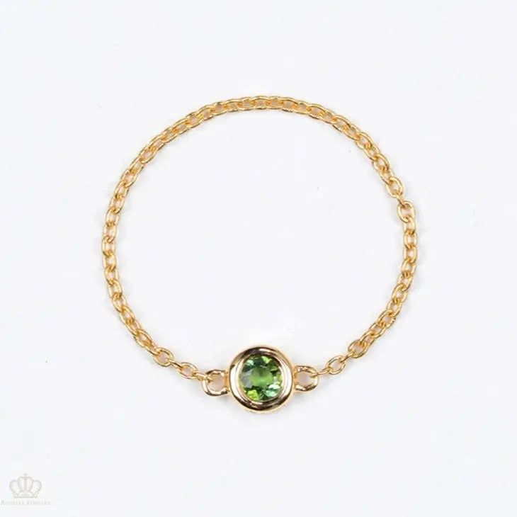18K Light luxury Birthstone chain Rings - LR6 - Roselle Jewelry