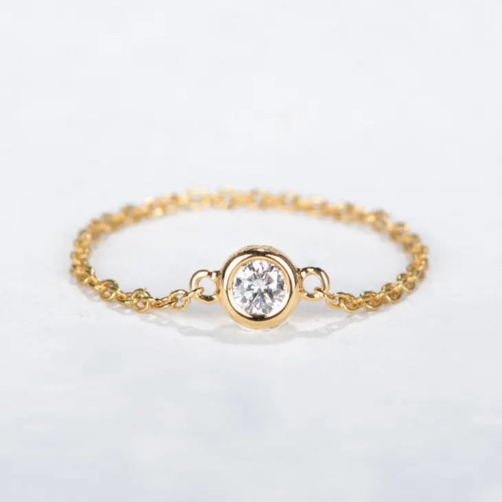 18K Light luxury Birthstone chain Rings - LR6 - Roselle Jewelry