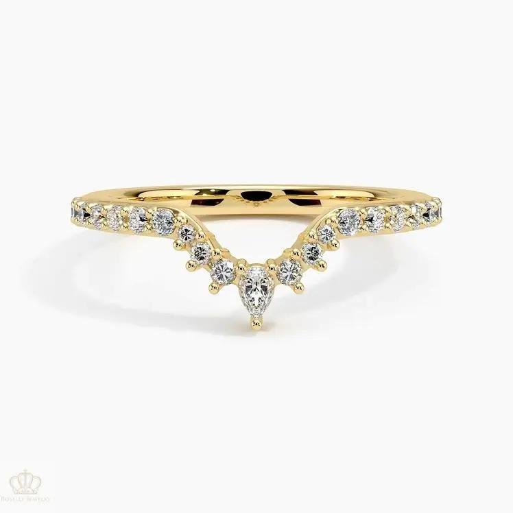 0.29CTW Luxe Lunette Diamond V Shape Wedding Band Ring - LR33 - Roselle Jewelry