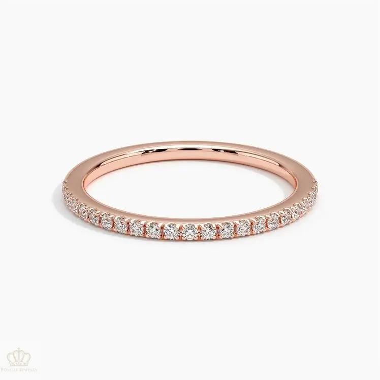 0.16ctw Petite Ballad Pave Half Eternity Diamond Wedding Band Ring - LR23 - Roselle Jewelry