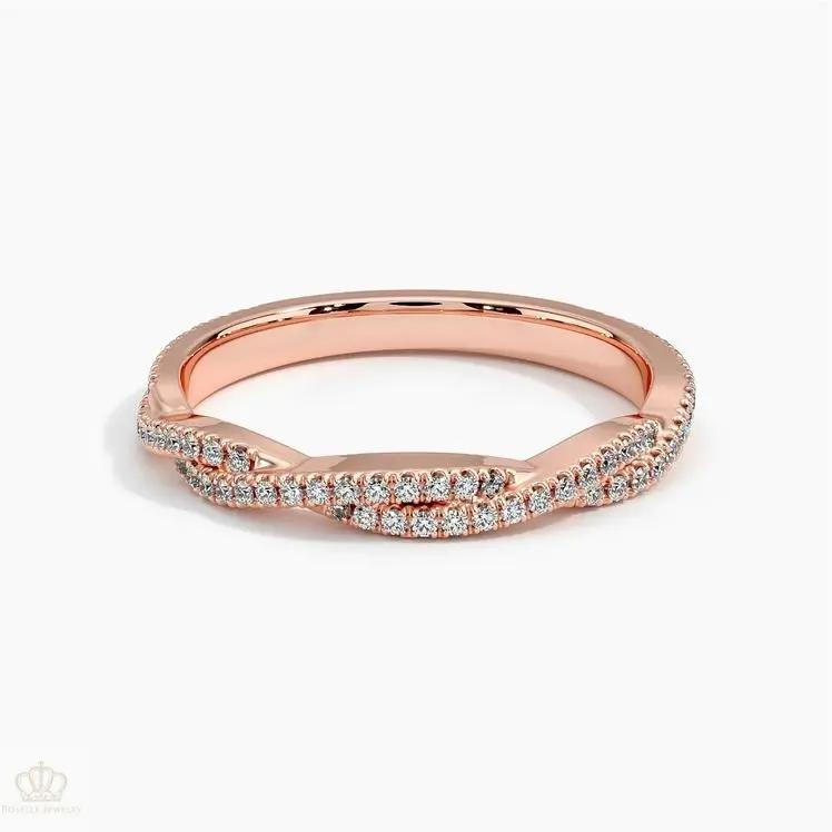 0.26CTW Petite Luxe Twisted Vine Diamond Wedding Band Ring - LR31 - Roselle Jewelry
