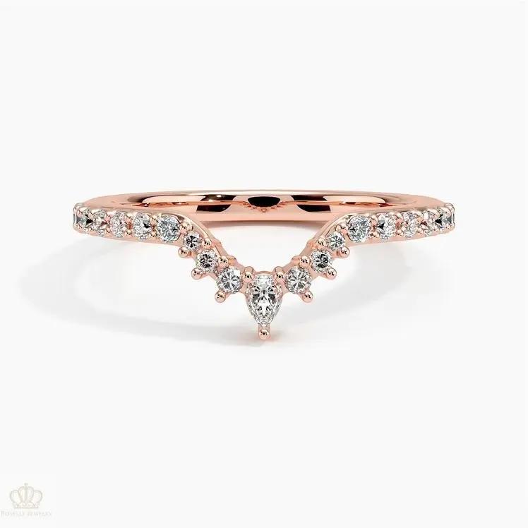 0.29CTW Luxe Lunette Diamond V Shape Wedding Band Ring - LR33 - Roselle Jewelry