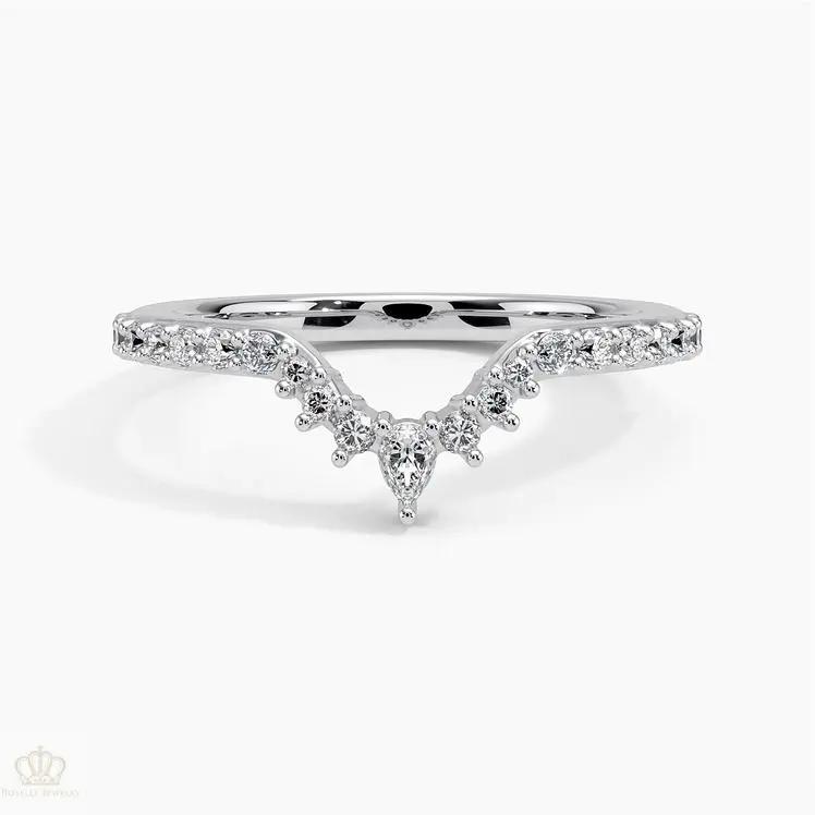 0.29CTW Luxe Lunette Diamond V Shape Wedding Band Ring - LR33 - Roselle Jewelry