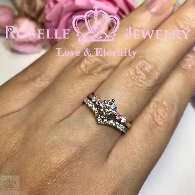 Round Brilliant Cut Side stone Engagement Ring - T20 - Roselle Jewelry