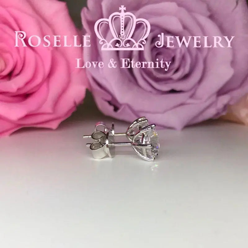 Six Prong Stud Earrings - H150 - Roselle Jewelry