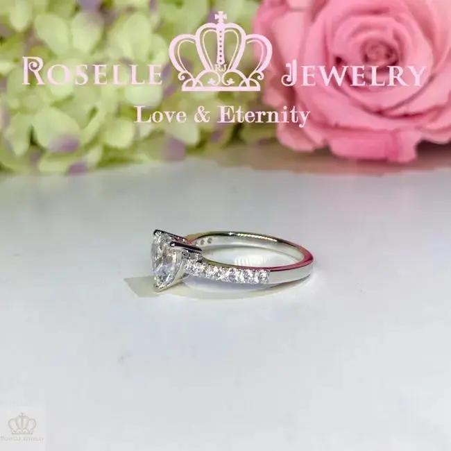 Heart Shape Side Stone Engagement Ring - HR1 - Roselle Jewelry