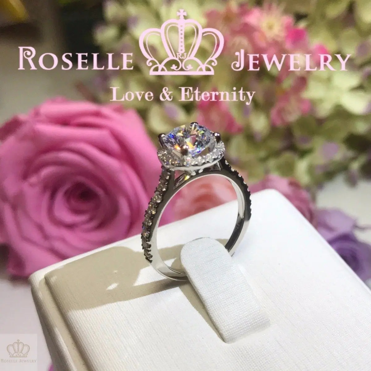 Halo Engagement Rings - V22 - Roselle Jewelry