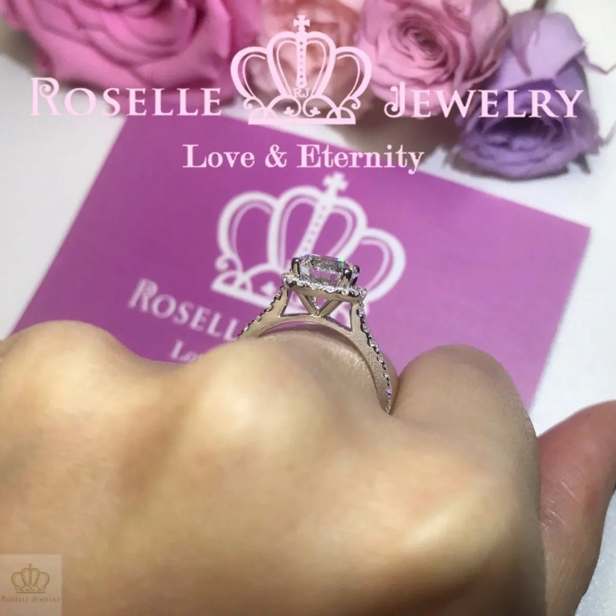 Halo Engagement Rings - V22 - Roselle Jewelry