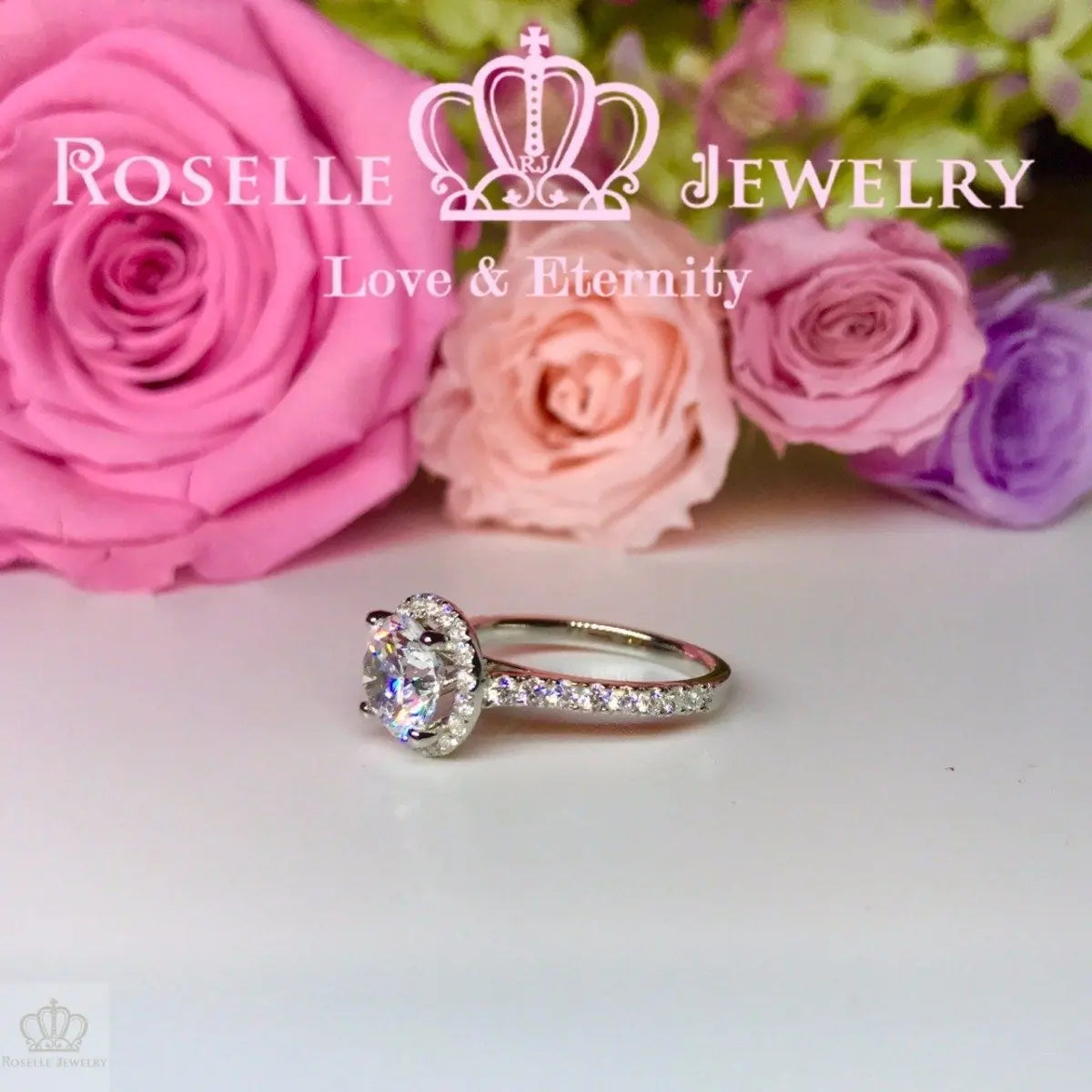 Halo Engagement Rings - V22 - Roselle Jewelry
