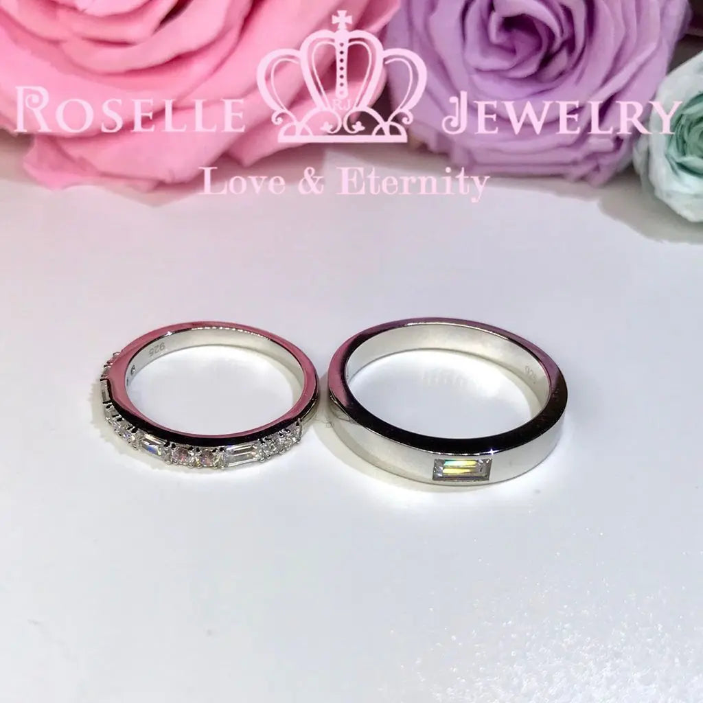 Emerald Cut Couple Ring - WM3 - Roselle Jewelry