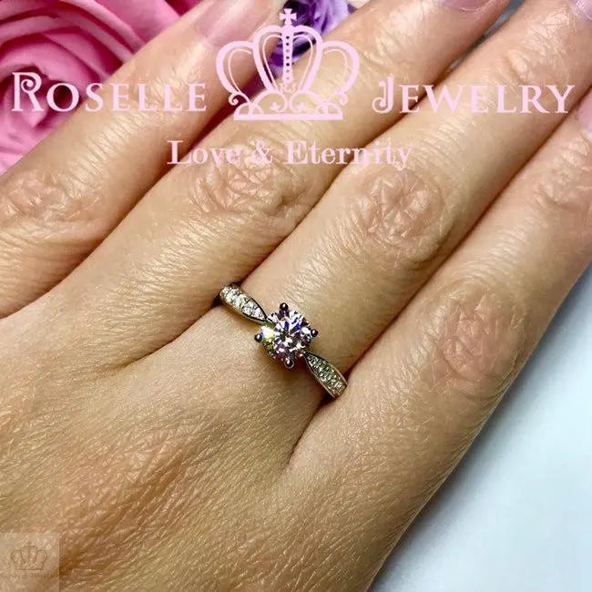 Four Prong Side Stone Engagement Ring - T22 - Roselle Jewelry