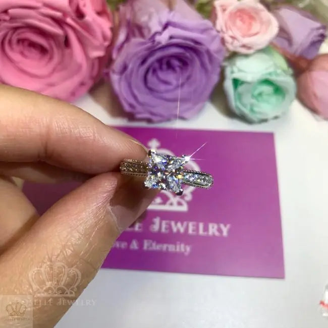 Princess Cut Vintage Engagement Ring - V15 - Roselle Jewelry