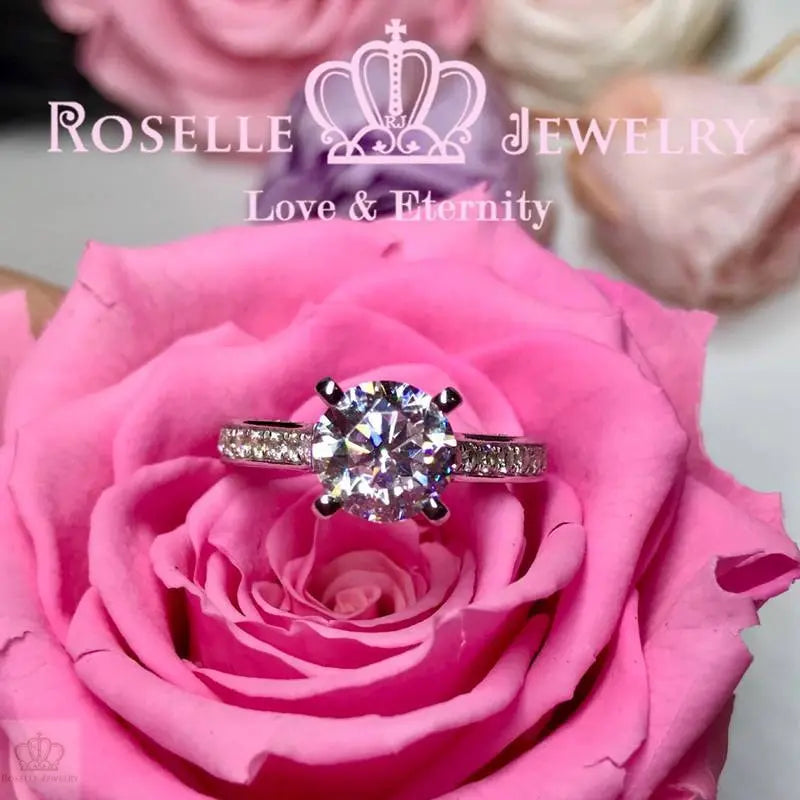 Four Prong Side Stone Engagement Rings - T9 - Roselle Jewelry